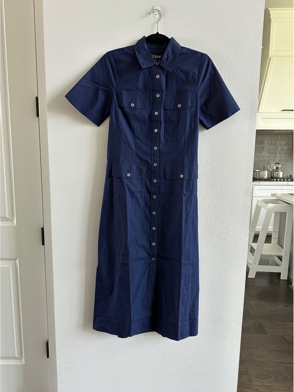 J Crew Shirt Dress Blue Navy Maxi Size 2 NEW
